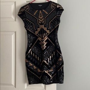 Express velvet & sequin embellished cocktail dress